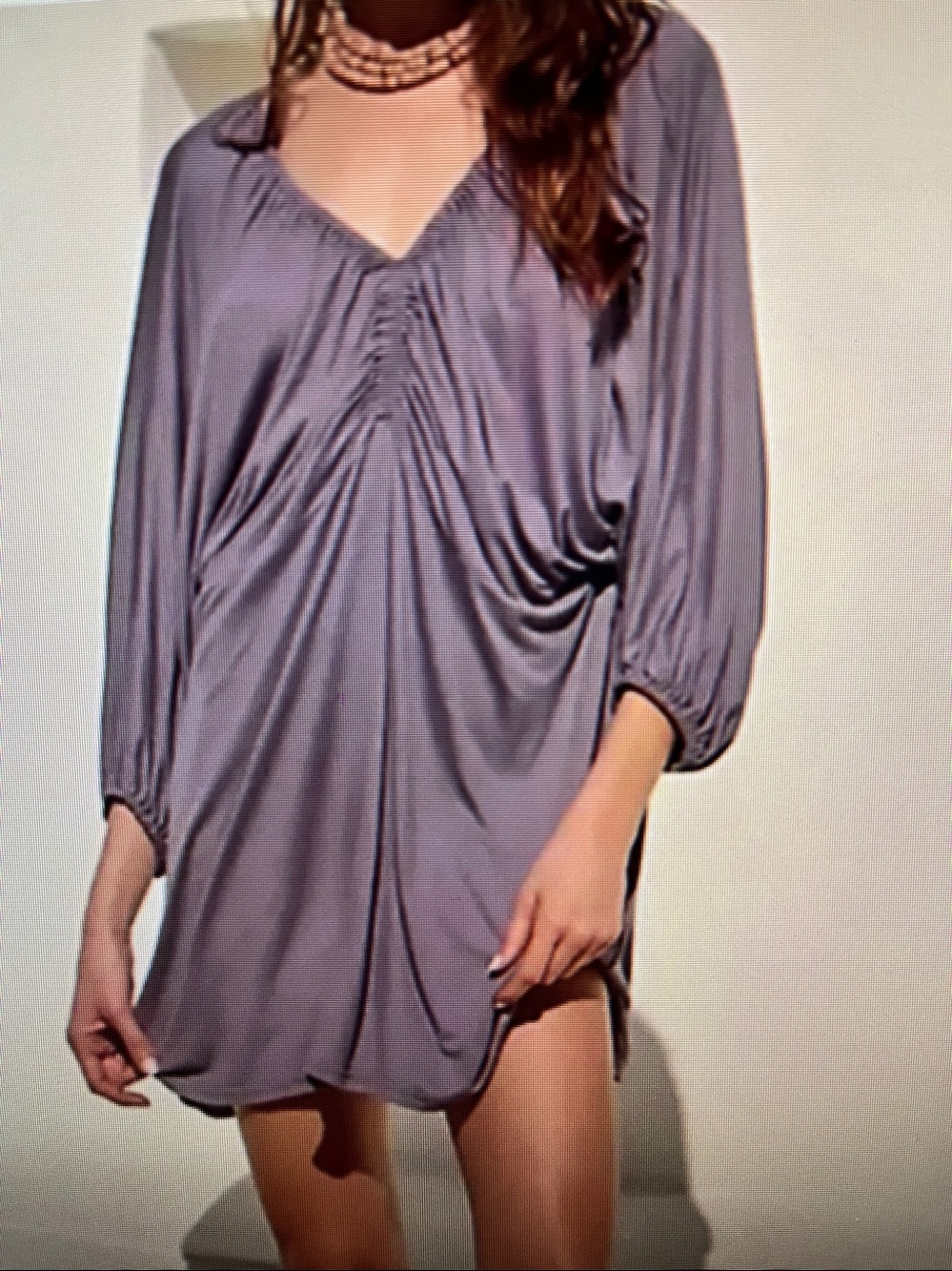 Free People Beach Boa Purple Taupe Tunic Dress Size Large